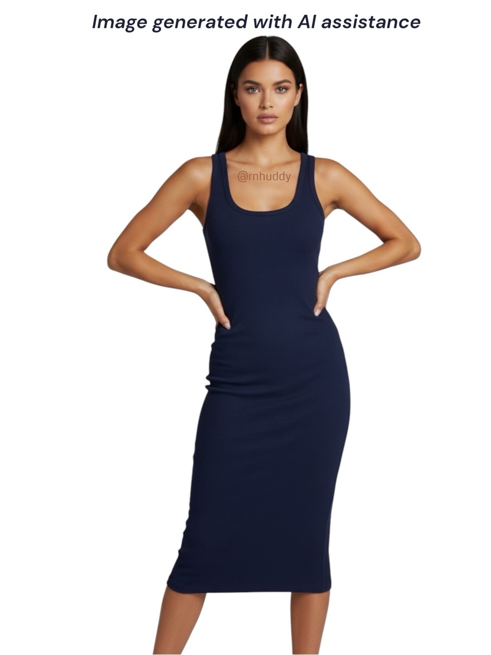 NWT Posh Shop XS navy double lined tank midi dress